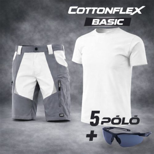 Cottonflex Basic White nyári rövidnadrág munkaruha szett