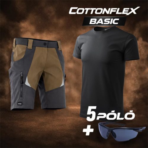 Cottonflex Basic Brown nyári rövidnadrág munkaruha szett
