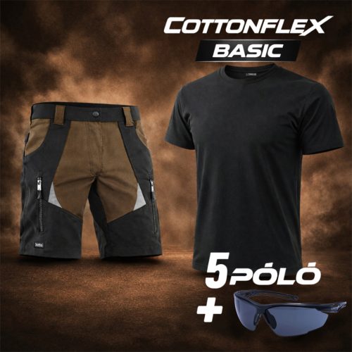 Cottonflex Basic Brown nyári rövidnadrág munkaruha szett