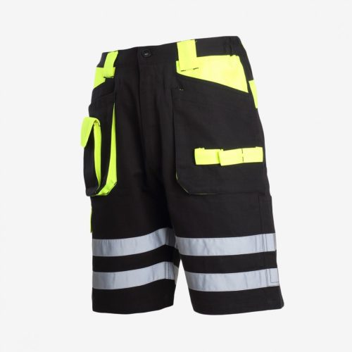 LAHTI PRO Hi-Vis Black láthatósági rövidnadrág