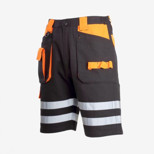 LAHTI PRO Hi-Vis Black láthatósági rövidnadrág