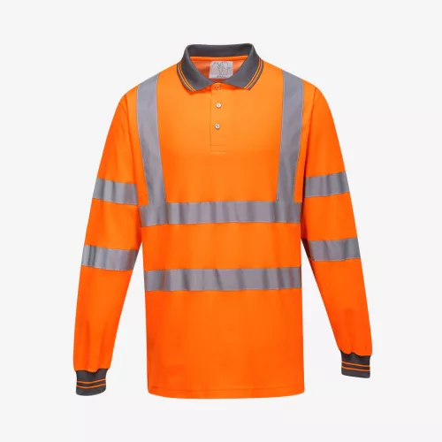 Portwest Cotton Comfort hosszú ujjú galléros láthatósági póló